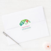 Tropisch Roze Blauwgroen Floral Return Address Ronde Sticker (Envelop)