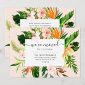 Tropisch Roze Bloemen Greenery Florida Verhuizen Aankondiging (Voorkant / Achterkant)