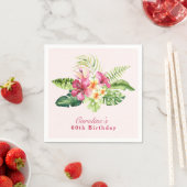 Tropisch Roze Bloemen Greenery Verjaardag servette Servet (Insitu)