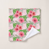 Tropisch roze bloemen patroon bad handdoek (Wasdoekje)