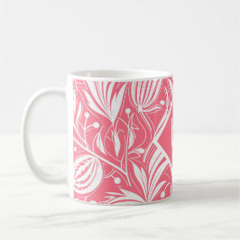 Tropisch Roze Bloemen Patroon Diamant Monogram Koffiemok