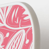 Tropisch Roze Bloemen Patroon Diamant Monogram Pickleball Paddle (Links Detail)