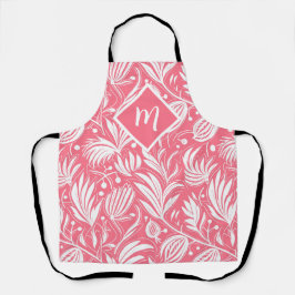 Tropisch Roze Bloemen Patroon Diamant Monogram Schort