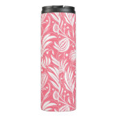 Tropisch Roze Bloemen Patroon Diamant Monogram Thermosbeker (Achterkant)