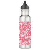 Tropisch Roze Bloemen Patroon Diamant Monogram Waterfles (Links)