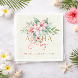 Tropisch Roze Bloemendecor Aloha Baby Shower Servet
