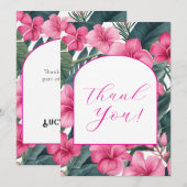 Tropisch Roze Bloemenfeest Bedankkaart (Voorkant / Achterkant)