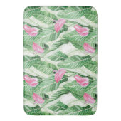 Tropisch roze bloemengroen badmat (Voorkant Verticaal)