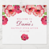 Tropisch roze bloemenlabel likeurfles etiket (Enkel label)