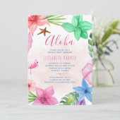 Tropisch roze bloemetje Hawaiian luau verjaardagsf Kaart (Staand voorkant)