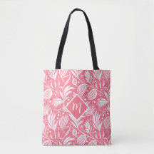 Tropisch roze bloemmotief diamanten monogram