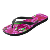 Tropisch Roze Bloemmotief Teenslippers (Schuin)