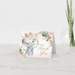 Tropisch Roze Blush Elephant Baby shower Birthday Bedankkaart