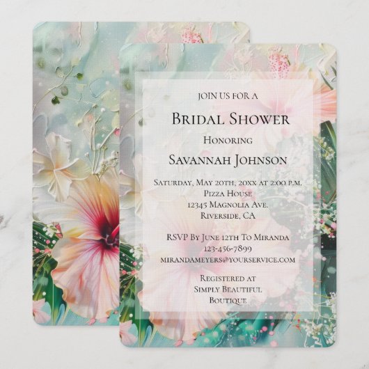 Tropisch Roze Blush Hibiscus Flowers Vrijgezellenf Kaart (Voorkant / Achterkant)