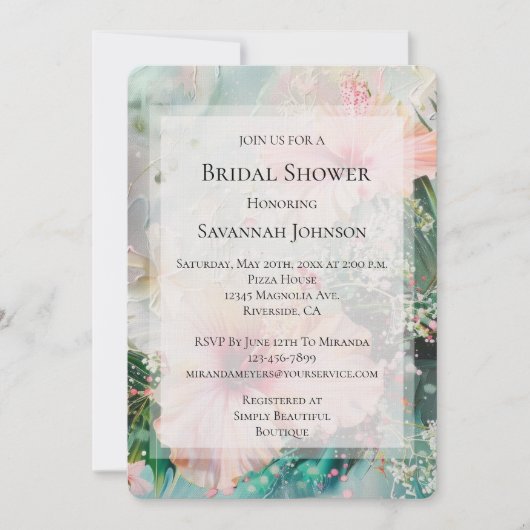 Tropisch Roze Blush Hibiscus Flowers Vrijgezellenf Kaart (Voorkant)