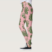 Tropisch roze botanische monstera laat een patroon leggings (Links)