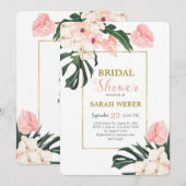 Tropisch roze bridal Shower-uitnodiging Kaart (Voorkant / Achterkant)