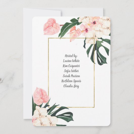 Tropisch roze bridal Shower-uitnodiging Kaart (Achterkant)