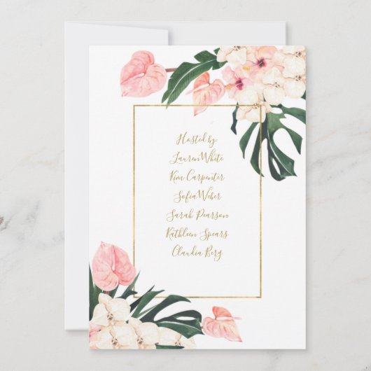 Tropisch roze bridal Shower-uitnodiging Kaart (Achterkant)