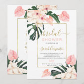 Tropisch roze bridal Shower-uitnodiging Kaart (Voorkant / Achterkant)