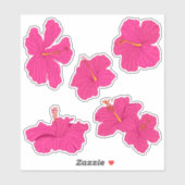 Tropisch Roze Caraïben Hibiscus Bloemen Pack Sticker (Vel)