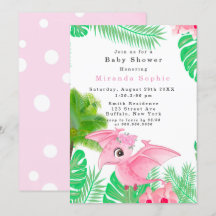 Tropisch roze dinosaur Baby Girl Shower