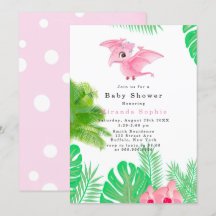 Tropisch Roze Dinosaur Cute Girl Baby shower