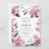 Tropisch roze elegante orchidee bloemenbruiloft kaart (Voorkant)
