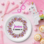 Tropisch Roze en Blauw 21ste Verjaardagsfeest Papieren Bordje (Feest)