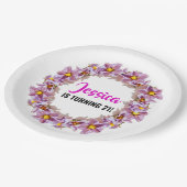 Tropisch Roze en Blauw 21ste Verjaardagsfeest Papieren Bordje (Gekanteld)