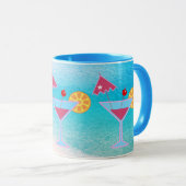 Tropisch roze en blauw cocktail Abstract Zee Mok (Voorkant rechts)
