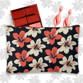 Tropisch roze en crème op zwarte bloemen etui