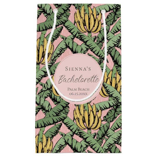 Tropisch Roze en Gele Banaan Bachelorette Feestje Klein Cadeauzakje (Voorkant)
