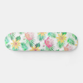 Tropisch roze en gele bloemen persoonlijk skateboard (Horizontaal)