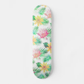 Tropisch roze en gele bloemen persoonlijk skateboard (Voorkant)