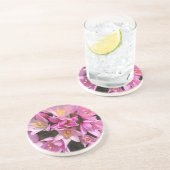 Tropisch roze en gele bloemen zandsteen onderzetter (Zijkant)