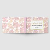 Tropisch roze en goud verlaat moderne bruiloft gastenboek (Volledig)