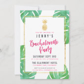 Tropisch roze en gouden anananas Bachelorette Kaart (Voorkant)