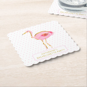 Tropisch Roze en Gouden Flamingo's Kartonnen Onderzetters