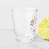 Tropisch Roze en Gouden Flamingo's Met Bloemen Shot Glas (Links)