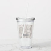 Tropisch roze en goudpalm lederen patroon en naam acryl drinkbeker (Achterkant)