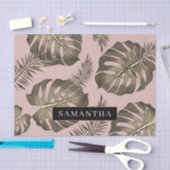 Tropisch roze en goudpalm lederen patroon en naam tissuepapier (Craft)