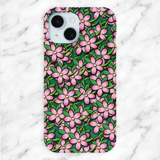 Tropisch roze en groen Floral Patroon Case-Mate iPhone Case