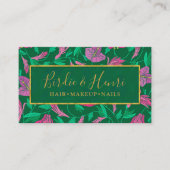 Tropisch roze en groen Floral Patroon Visitekaartje (Voorkant)