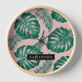 Tropisch roze en groen lederen patroon en naam (Voorkant)