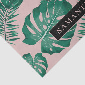 Tropisch roze en groen lederen patroon en naam tissuepapier (Detail)