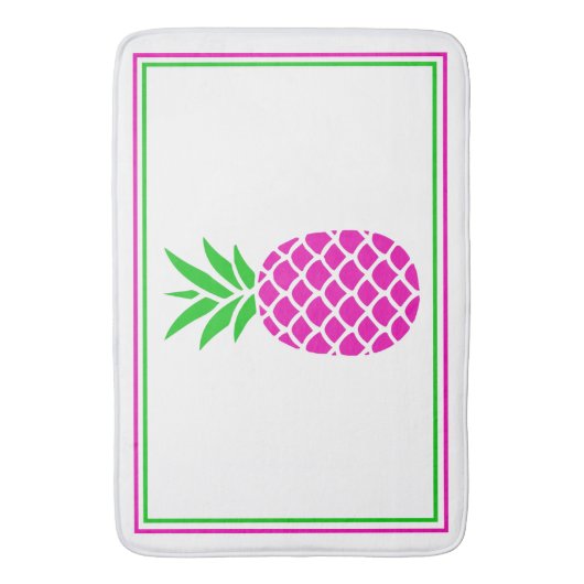 Tropisch roze en groene ananas badmat (Voorkant Verticaal)