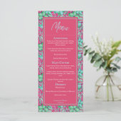 Tropisch Roze en Groene Bloemen Wedding Menu (Staand voorkant)