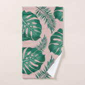 Tropisch roze en groene handpalmen zonder naadloos bad handdoek (Handdoek)