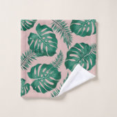 Tropisch roze en groene handpalmen zonder naadloos bad handdoek (Wasdoekje)
